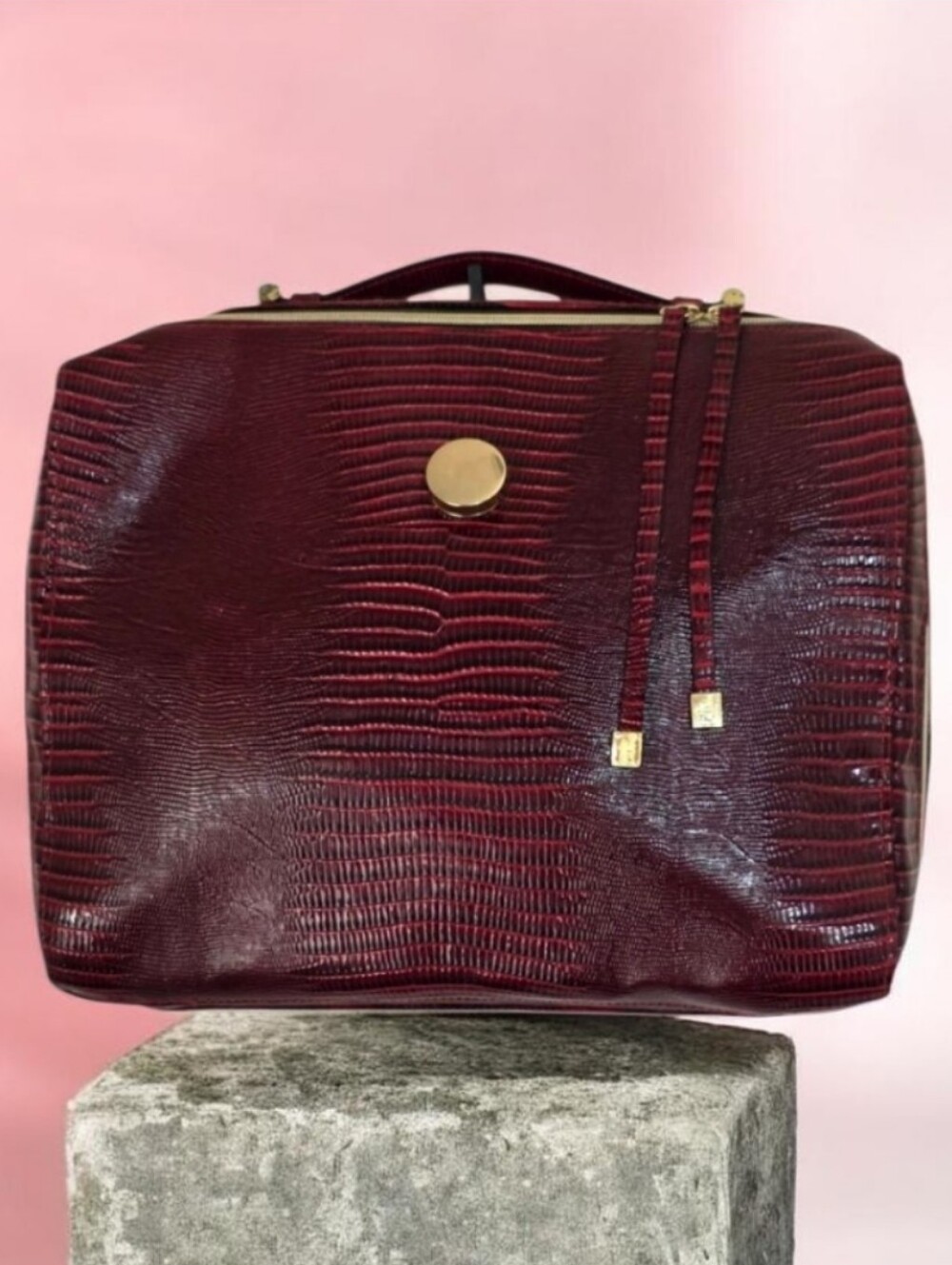 Vintage Purse Computer Bag Estée Lauder Faux Crocodile Cosmetic Case